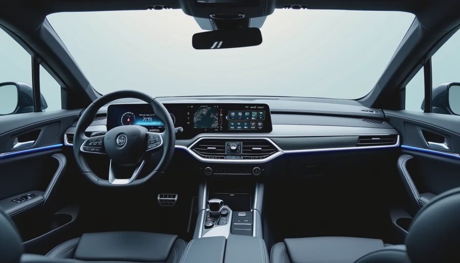 modern vehicle digital cockpit interior with software interfaces