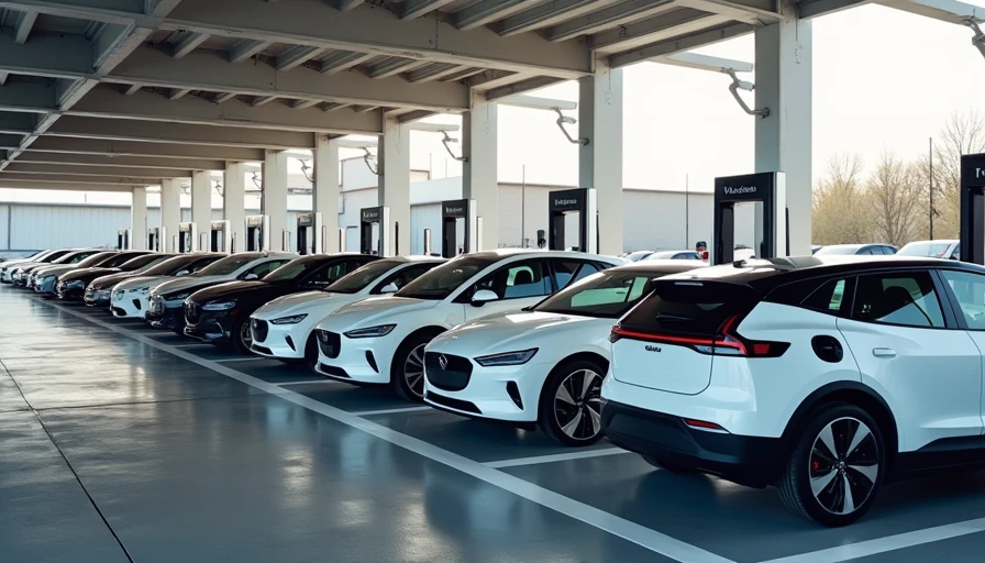 public EV charging station with multiple vehicles using NACS connectors